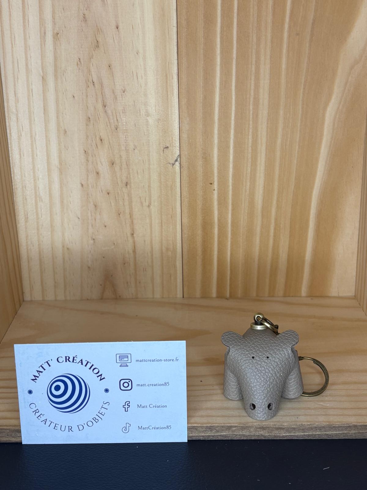 Porte clés Hippopotame en cuir